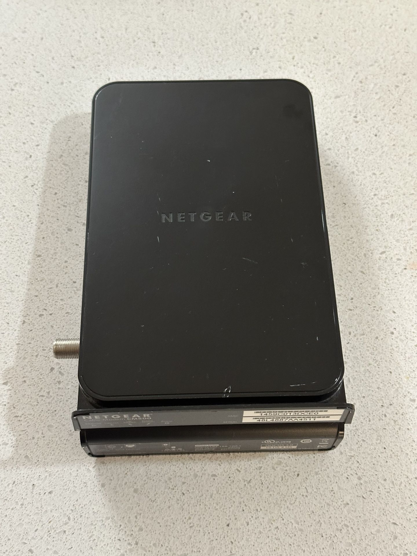 Netgear Modem With Adapter And Coaxial Cable