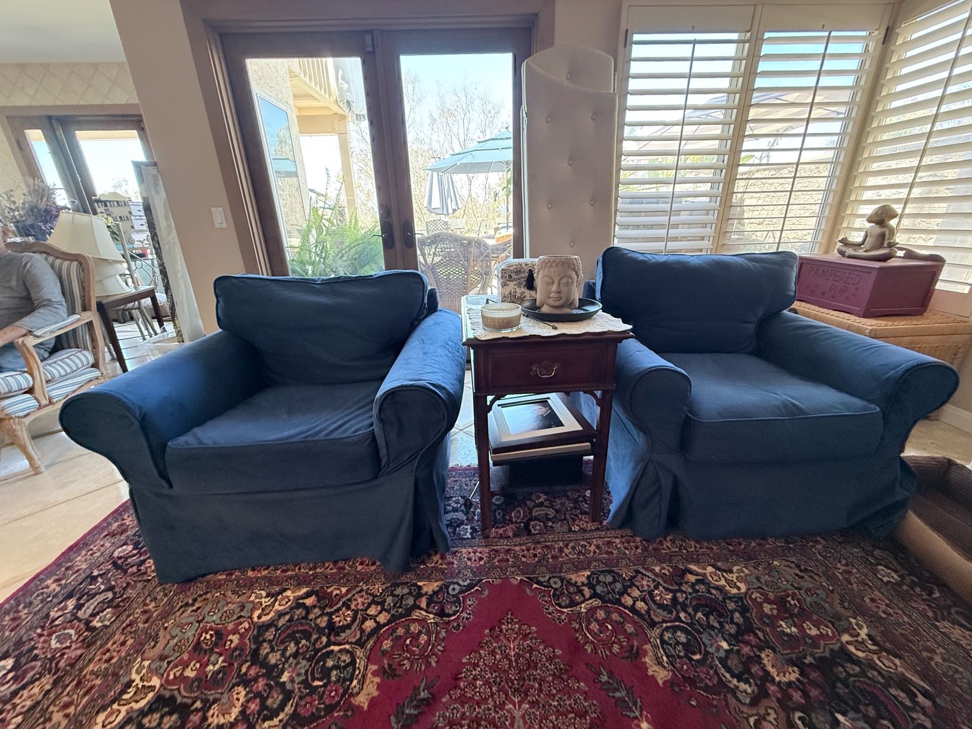 Pottery Barn Velvet Slipcovered Chairs (2)