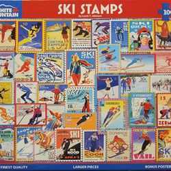 White Moumtain Puzzle -Ski Stamps 1,000 Pieces
