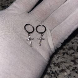 Sterling Silver Diamond Earrings 