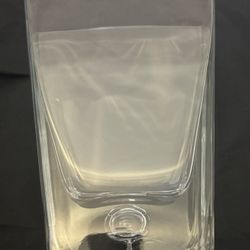 Krosno Poland Mcm Vintage Bubble Handblown Clear Glass Square Vase