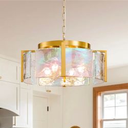 17" Chandelier Adjustable Pendant Light Fixture Gold Kitchen Bedroom Entryway