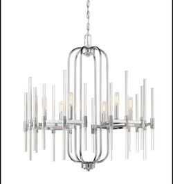 6 Lights Chandelier Pendant Light in Chrome Finish with Glass