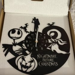 Nightmare Before Christmas Vinyl Record Wall Clock (New)