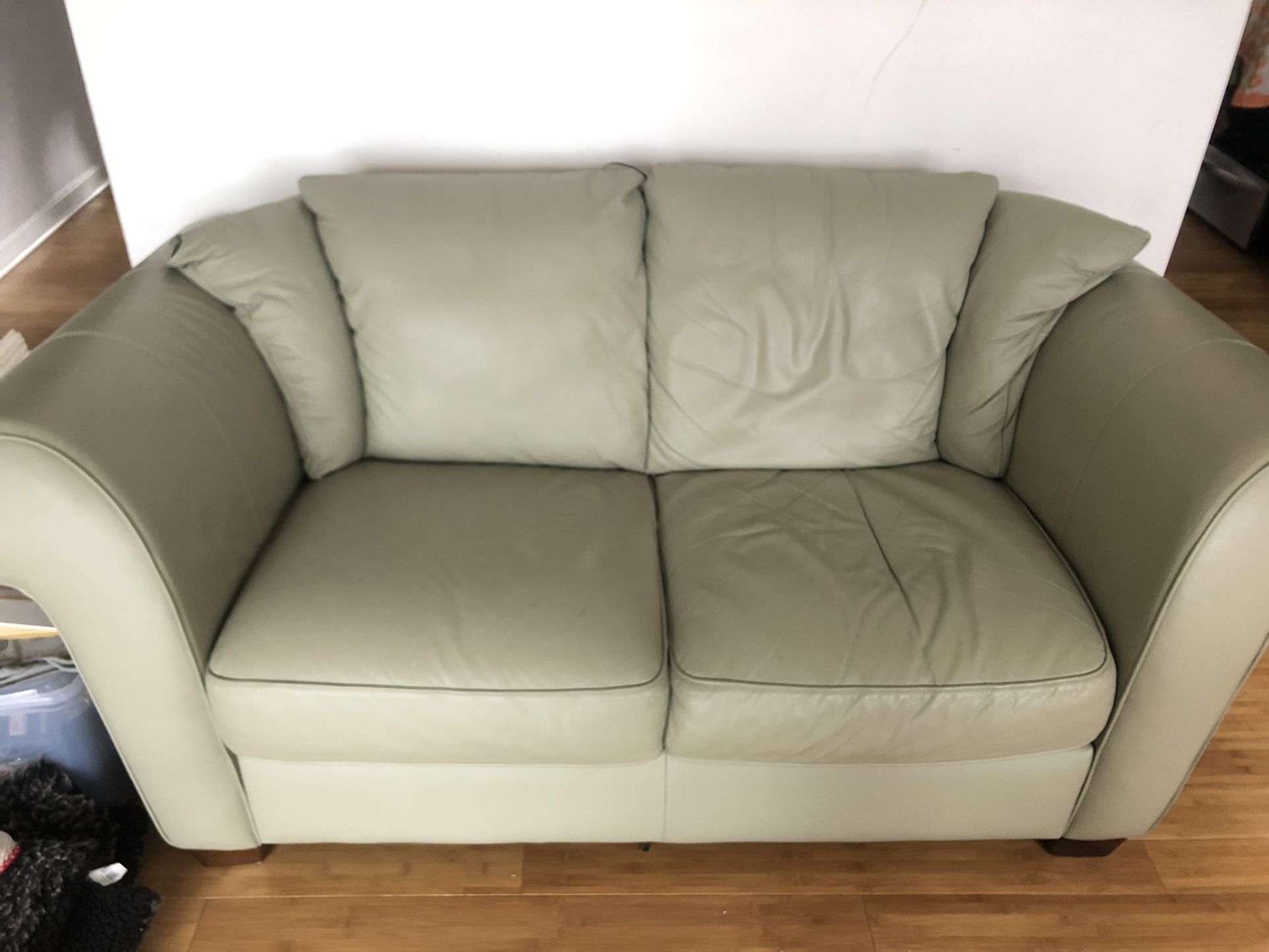 Stunning Green Leather 2 Person Couch