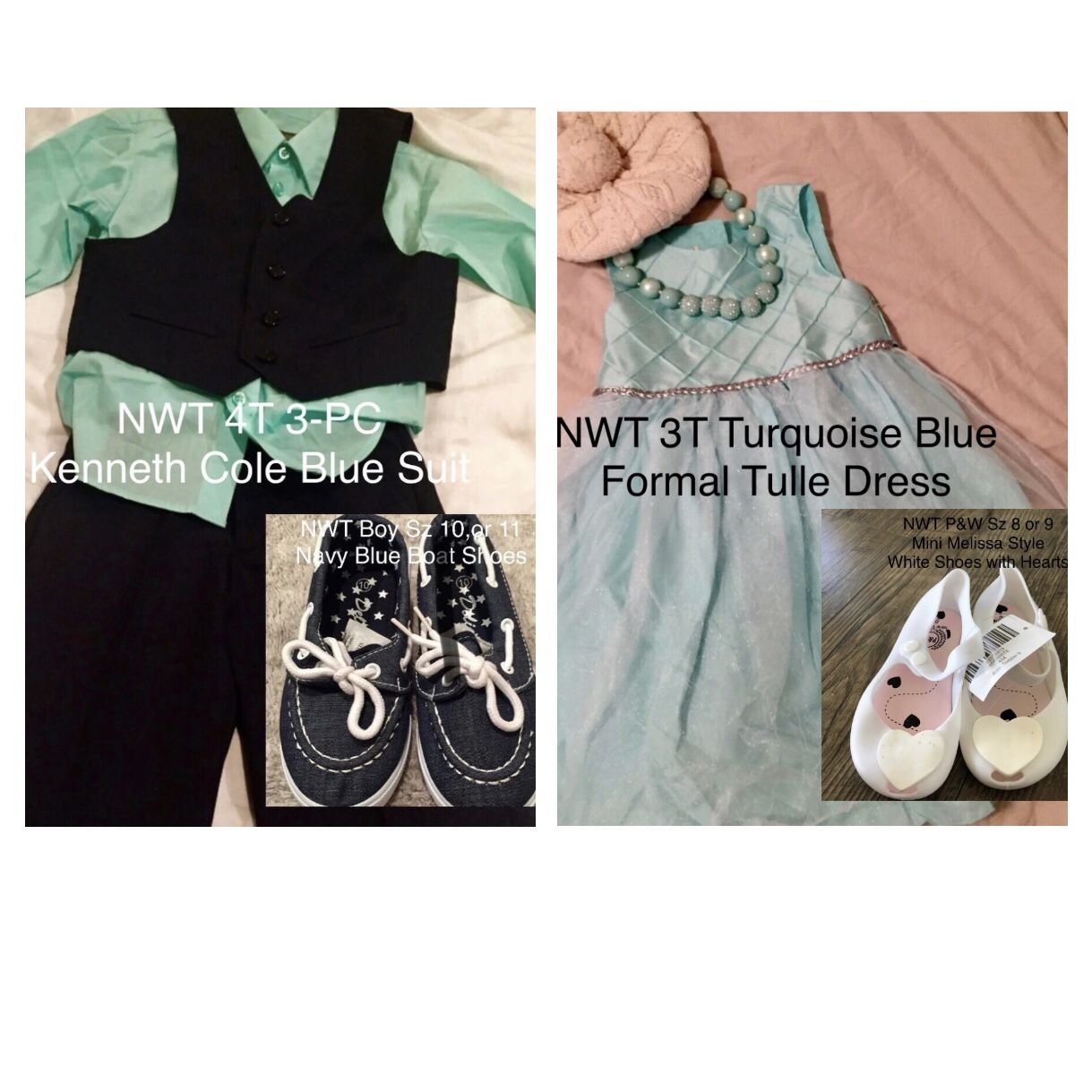 Easter Sibling Outfits: NWT 4T Kenneth Cole Suit / Shoes Outfit & NWT 3T Dress