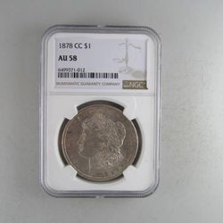 1878-CC Morgan Silver Dollar, NGC AU-58 -- VERY RARE CARSON CITY COIN!