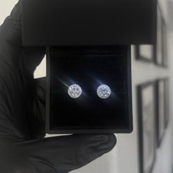 2CTW DVVS1 Moissanite Earrings | Dazzling Star-Like Sparkle | 14K White Gold Plated  925 Silver