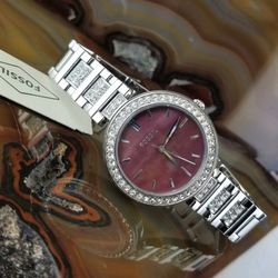 New Fossil Swarovski Crystal Bracelet Watch