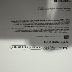 16 inch MacBook Pro m4 Max 36 GB Memory 1TB Storage brand new sealed with receipt.