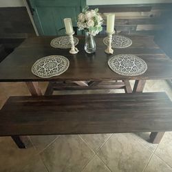 Custom Dining Table With Bench And Chairs 