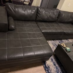 Black Leather Sectional