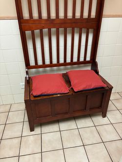 Wood Bench with storage and hooks