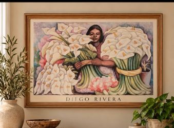 Framed Diego Rivera Art Print – The Flower Vendor – $60