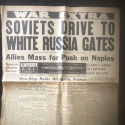 Vintage - True Collectors Collectible- Los Angeles evening, Herald Express, War Extra Newspaper, 1943