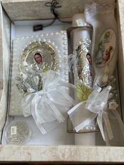 First Communion Gift Set with Candles and Prayer Book