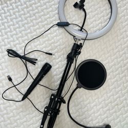 12” Ring Light Tripod with Mic & Pop Filter
