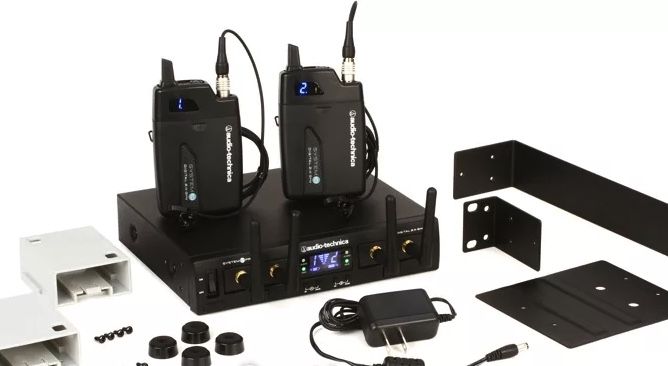 Audio-Technica ATW-1311/L Dual Lavalier Wireless System System 10 PRO Digital Wireless System with 2 ATW-T1001 Bodypack Transmitters, 2 MT830cW Laval