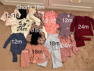 Toddler girls clothes sizes 12-24 months range sizes in picture a total of 25 pieces