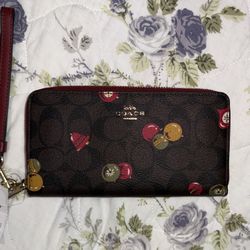 Real Authentic Beautiful Brown Coach Christmas Wallet With Ornaments