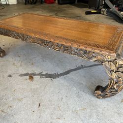 Exquisitely Ornately Carved Wood Coffee Table