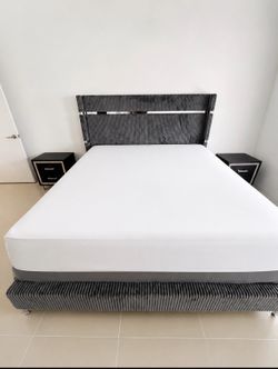 GREY CORDUROY BED 🛏️ TALL HEADBOARD