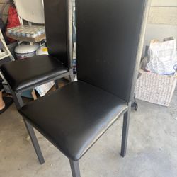 3 Black Faux Leather Chairs: $15 Each 