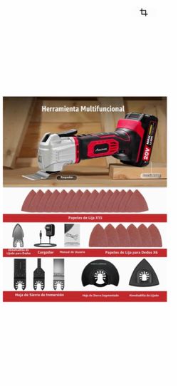 AVID POWER 20V Wireless Oscillating Tool with Battery, Oscillating Multitool with 2.8° Oscillation Angle, Variable Speed Oscillating Saw with 31 Piece