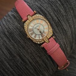Victoria Weick Beverly Hills Genuine Leather Pink And Gold W/ Rhinestones