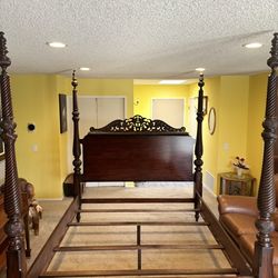 Four post solid hardwood bed frame
