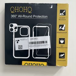 QHOHQ (5 in 1] Designed for iPhone 14 Case, with 2 Pack Screen Protector & 2 Pack Camera Lens Protector