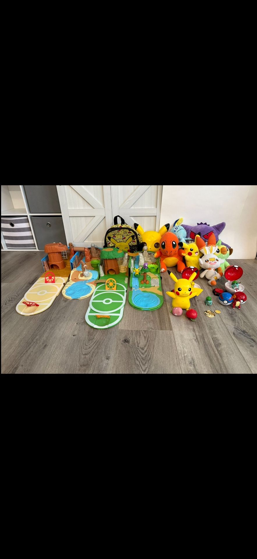 Large Set Of Pokémon Toys, Backpack Playsets, Stuffed Animals