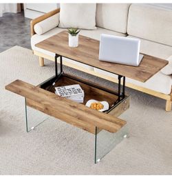 48.5-inch Lift-Top Coffee Table (New in Box) Color: Natural Wood
