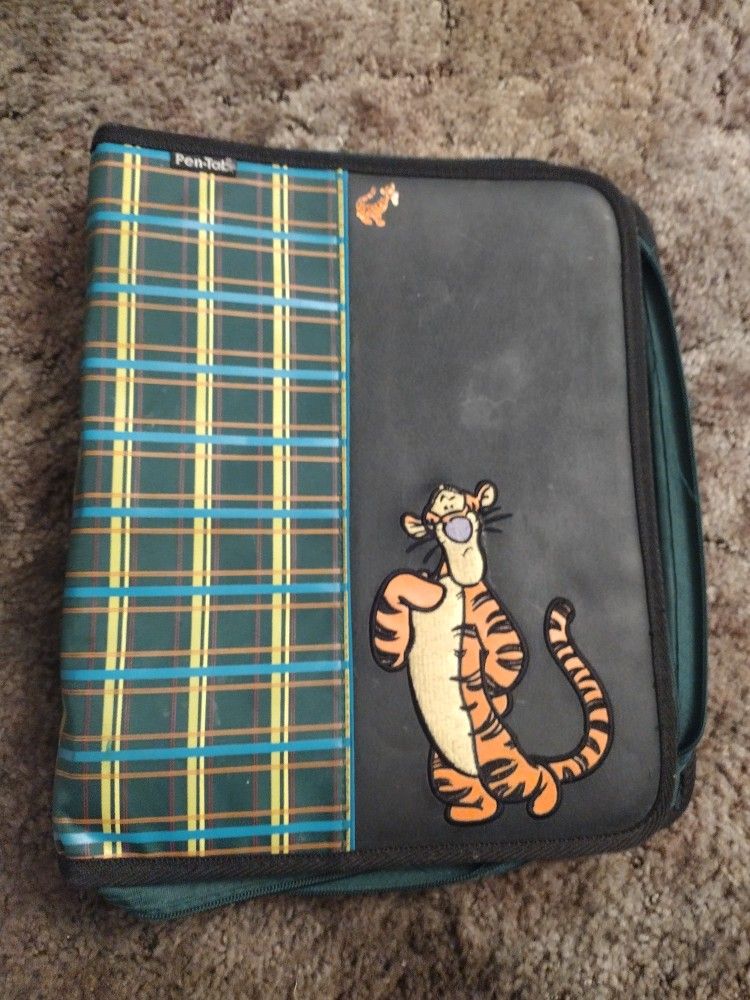 Vintage Disney Tigger Zip Up Binder Trapper Keeper Embroidered Tigger From Winnie The Pooh 