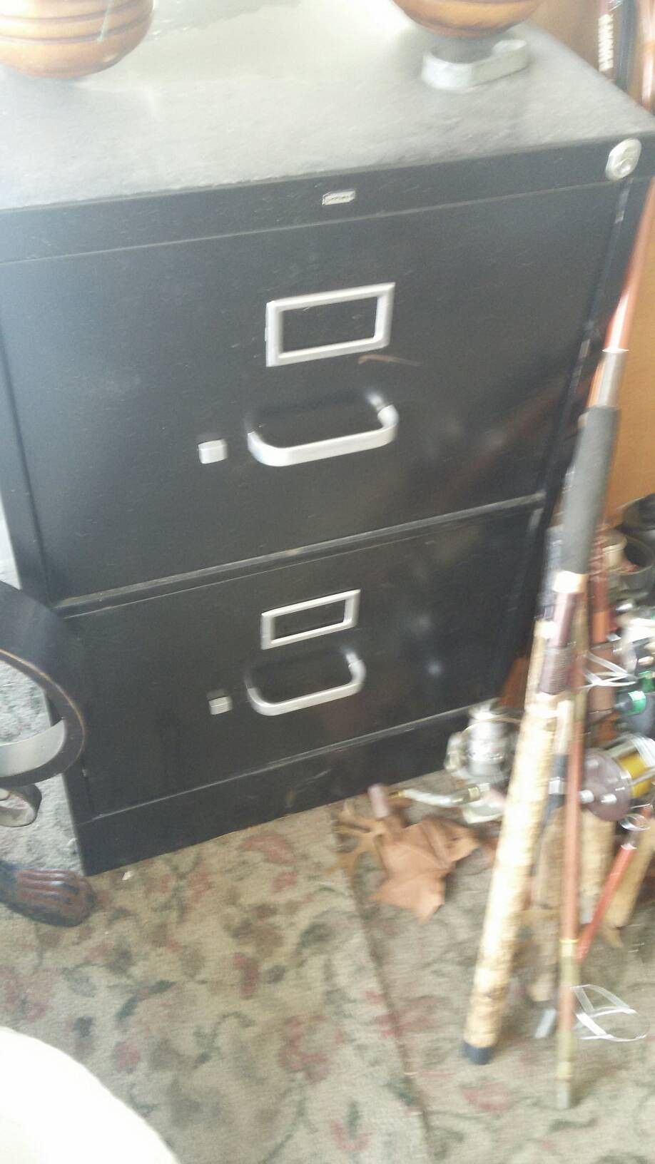 Black Filing Cabinet, Metal, 2 Drawers