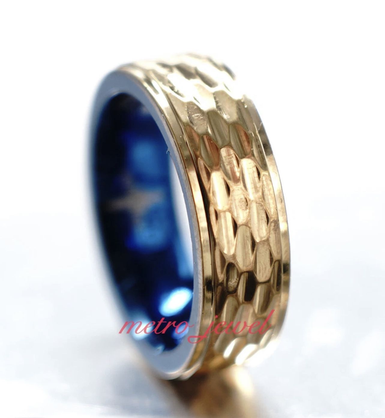 JXC Men's Thick Tungsten Carbide Gold Plated Ring For Men Size 8