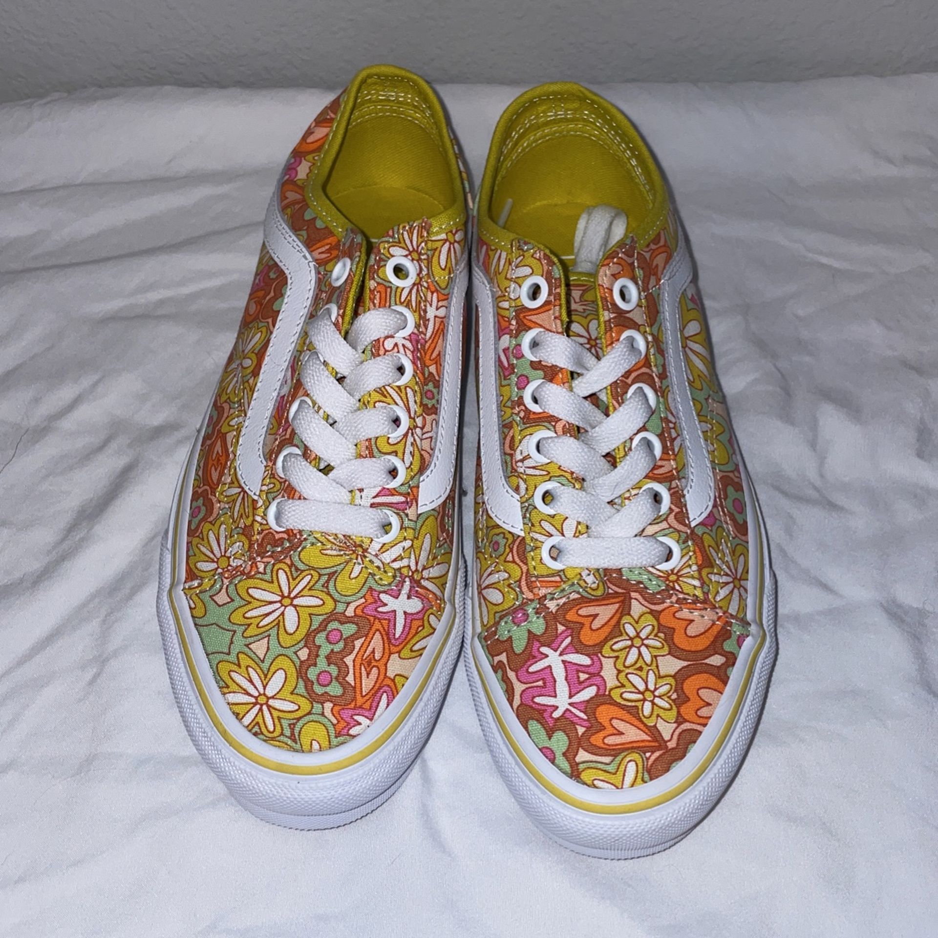 Vans With Flower And Heart Pattern
