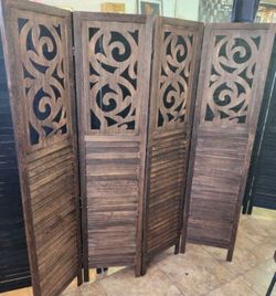 4 panels wood room divider (64"W×67"H)
