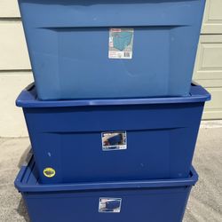 Sterilite 35 Gallon Storage Bins w/ Lids (3 Pack) – Heavy Duty Garage Totes