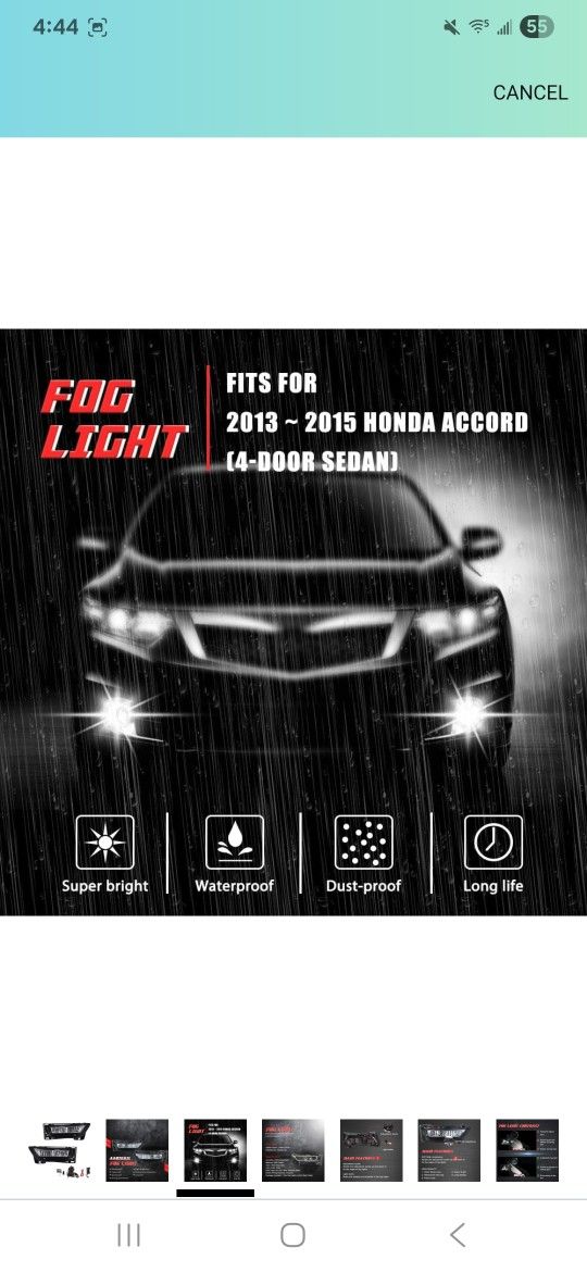 Driving Fog Lights Lamps Replacement for Honda Accord 2013 2014 2015 4-door Sedan