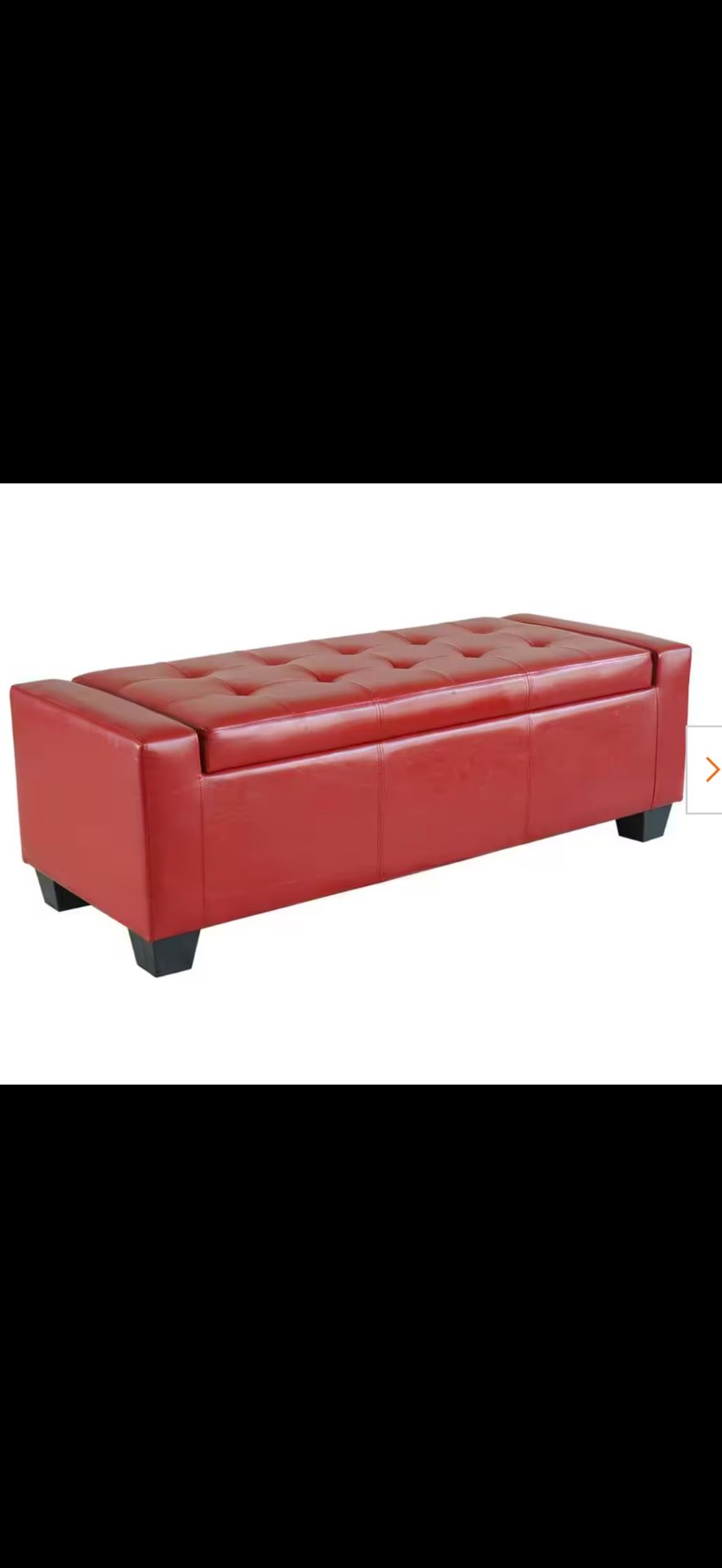 Bench Ottoman Large Storage Red Leather Brand New