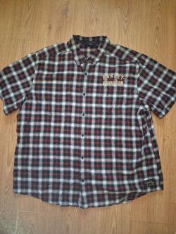 Harley Davidson Shirt Mens 4XL Red Multicolor Plaid Cotton