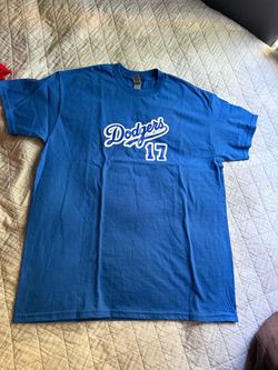 LA Dodgers #17 Blue Graphic T-Shirt Medium Size New
