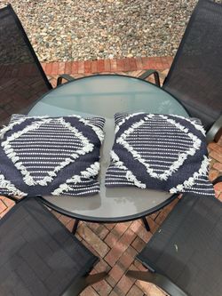Navy Blue/White Outdoor Pillows (Set of 2) 14x14”