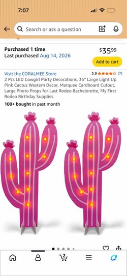 LED Pink Cactus Party Decoration 2-Pack