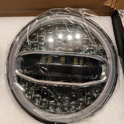 7" LED Headlights Halo White DRL & Amber Turn Signal + 4" Fog Lights for 2007-2018 Jeep Wrangler Jk