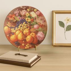 Formalities By Baum Bros Czech 1990s Fruit Floral Porcelain Display Plate, 10.5”