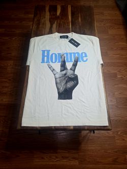 Homme Femme Men's "Twisted Fingers" Cream & Light Blue Tee