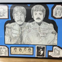 Beatles Pencil Drawing 20” X 16” Frame
