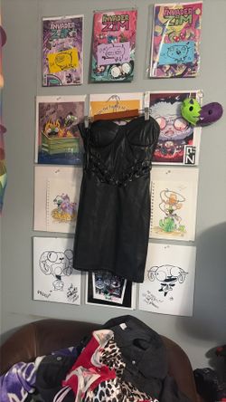 black leather dress size small